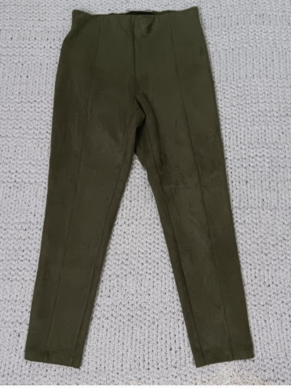 NWT Women's Preppy LOFT Olive Faux Suede Ankle Zip Leggings, Medium